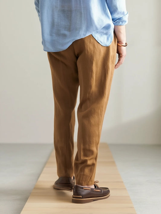 "Terre" Pantalon en Lin Léger Café
