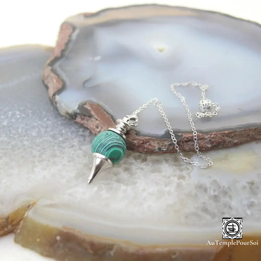 Pendule Sphérique D’intuition En Pierre Naturelle Malachite Pendule
