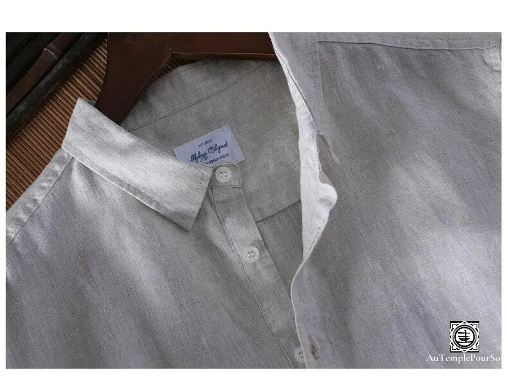 ’Respire’ Chemise En Lin À Manches Courtes Homme