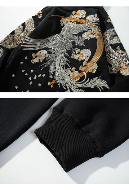 Sweat à Capuche Brodé Japonais
