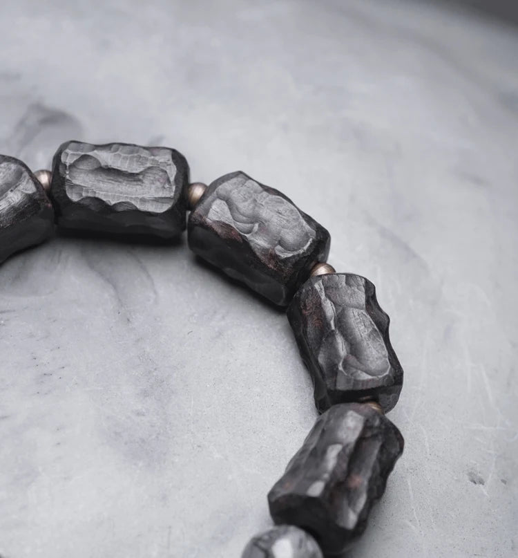 Bracelet Quartz Rutile Noir et Ébène – Cristaux Délicats, Unisexe