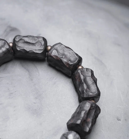 Bracelet Quartz Rutile Noir et Ébène – Cristaux Délicats, Unisexe