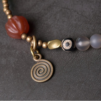 Bracelet Agate Mate Blanche ou Grise et Perle Œil de Bouddha – Zen Tibétain