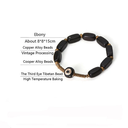Bracelet Tibétain Ébène et Cuivre Vintage OM – Protection Anti-Mauvais Œil