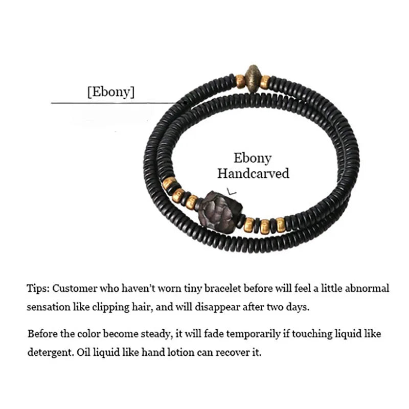 Bracelet Double Rang Ébène Sculptée et Cuivre Vieilli – Style Rock Unisexe