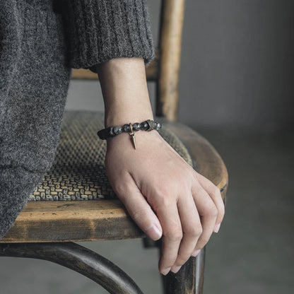 Bracelet Quartz Rutile Noir et Ébène – Cristaux Délicats, Unisexe