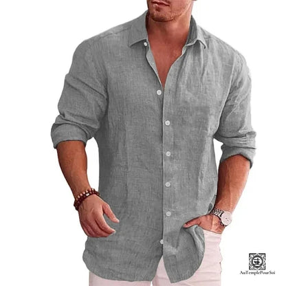 Chemise Casual en Lin Gris Homme - Confort et Style pour Toutes Occasions