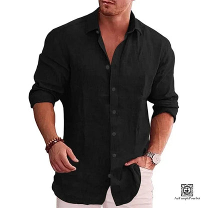 Chemise Casual en Lin Noir Homme - Confort et Style pour Toutes Occasions