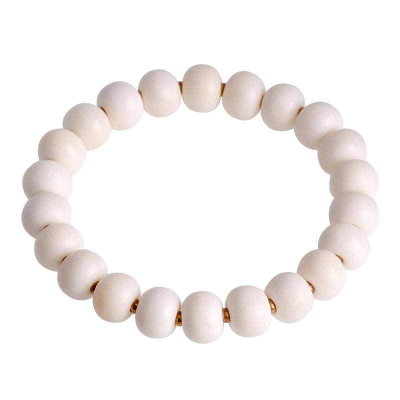 Bracelet Tibétain en Os de Yak Blanc Ivoire – Bijou Zen Fait Main pour Femme