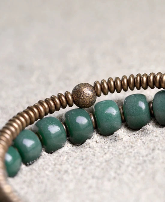 Bracelet Double Rang Graines de Bodhi et Laiton – Porte-Bonheur pour Maman ou Amie