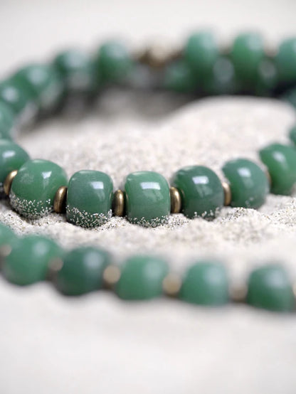 Bracelet Double Rang Graines Naturelles et Laiton – Porte-Bonheur à Offrir