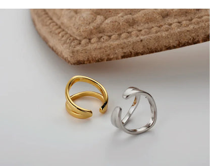 Bague d'Oreille en Argent 925 Géométrique – Double Couche