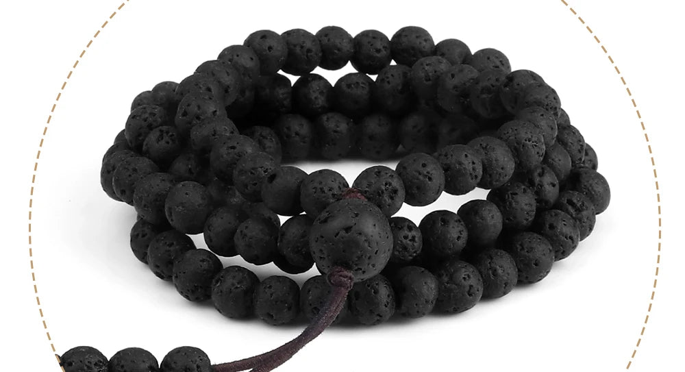 Mala 108 Perles Pierre de Lave Volcanique – Méditation Yoga