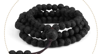 Mala 108 Perles Pierre de Lave Volcanique – Méditation Yoga