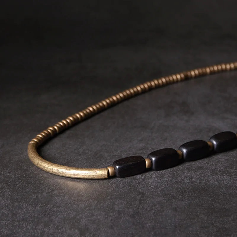 Bracelet Multirang Ébène et Tubes de Laiton – Fait Main, Homme et Femme