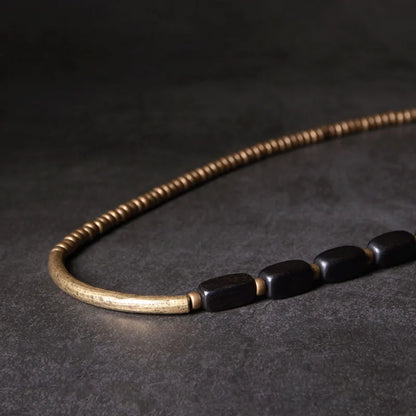 Bracelet Multirang Ébène et Tubes de Laiton – Fait Main, Homme et Femme