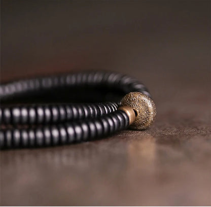 Bracelet Double Rang Ébène Sculptée et Cuivre Vieilli – Style Rock Unisexe