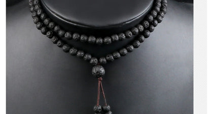 Mala 108 Perles Pierre de Lave Volcanique – Méditation Yoga