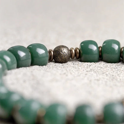 Bracelet Graines de Bodhi Vertes et Laiton – Bijou Zen Porte-Bonheur
