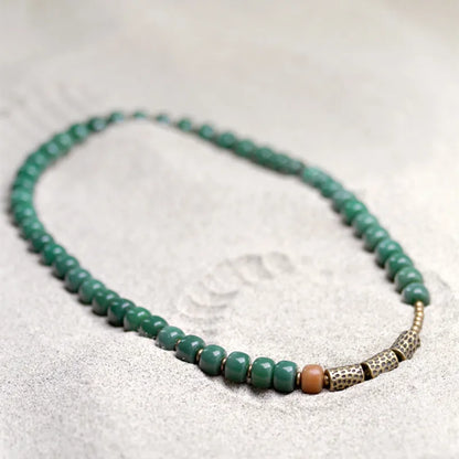 Bracelet Graines de Bodhi Vertes et Breloque en Laiton – Bijou de Méditation pour Femme
