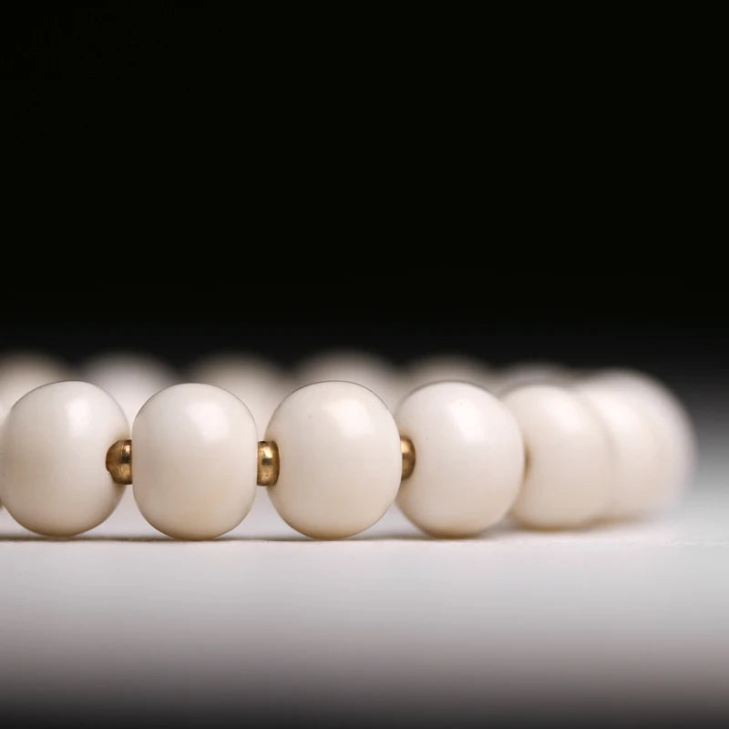 Bracelet Tibétain en Os de Yak Blanc Ivoire – Bijou Zen Fait Main pour Femme