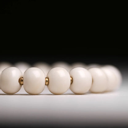 Bracelet Tibétain en Os de Yak Blanc Ivoire – Bijou Zen Fait Main pour Femme