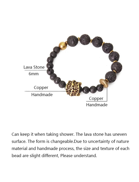 Bracelet Pierre de Lave et Laiton – Bijou Énergétique Unisexe