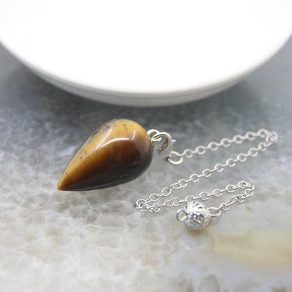 Natural Stone Healing Water Drop Pendulum Reiki Crystal Pendant Divination Cone Plated 