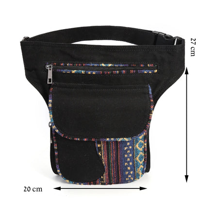 Sac Banane Ethnique en Tissu Noir - Élégance et Praticité