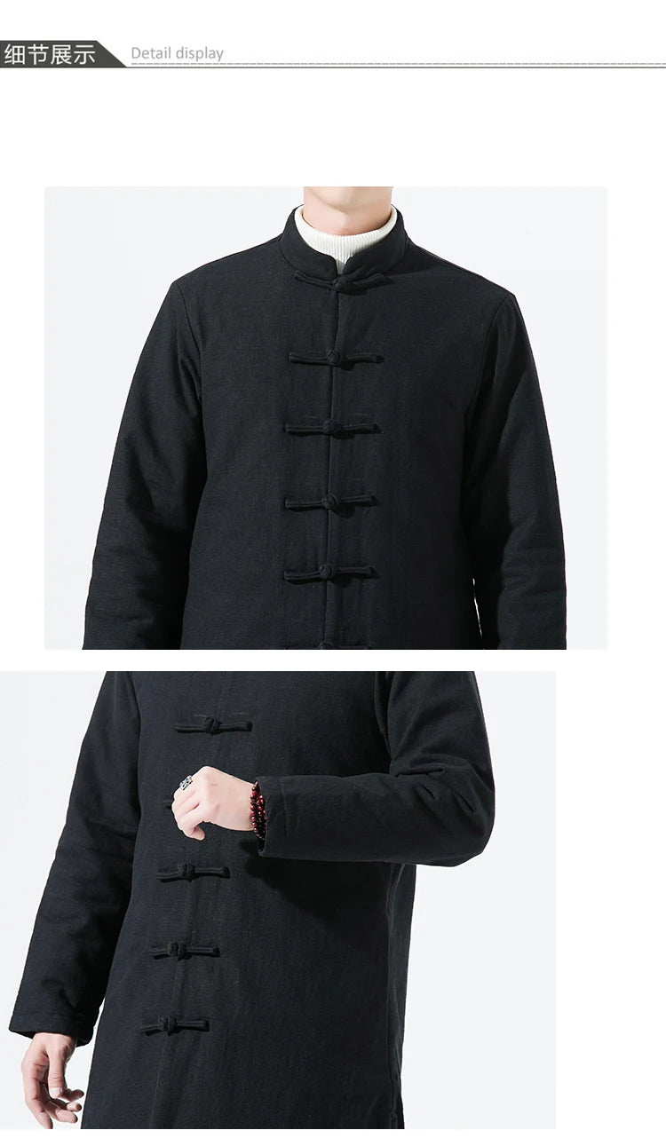 Manteau Long Style Chinois Marron - L’Élégance du Hanfu Moderne