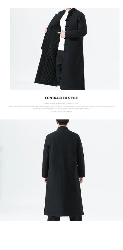 Manteau Long Style Chinois Marron - L’Élégance du Hanfu Moderne