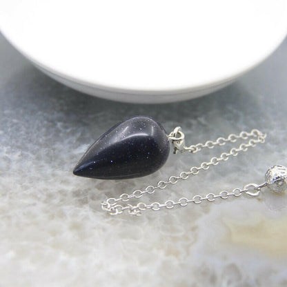 Natural Stone Healing Water Drop Pendulum Reiki Crystal Pendant Divination Cone Plated 