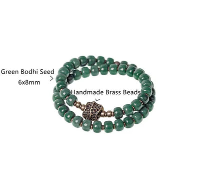 Bracelet Double Rang Graines Naturelles et Laiton – Porte-Bonheur à Offrir