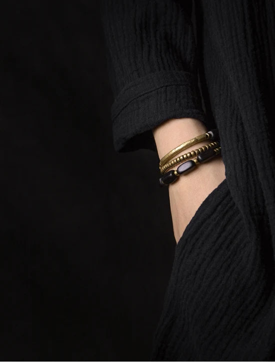 Bracelet Multirang Ébène et Tubes de Laiton – Fait Main, Homme et Femme