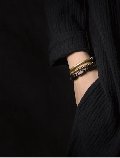 Bracelet Multirang Ébène et Tubes de Laiton – Fait Main, Homme et Femme