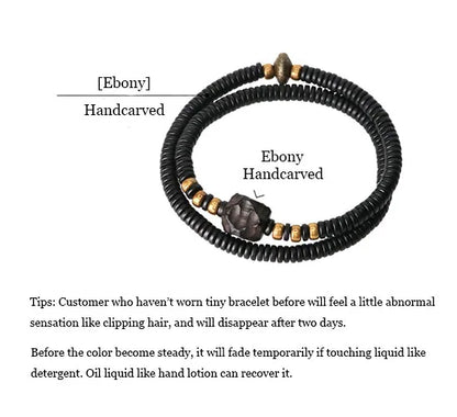 Bracelet Double Rang Ébène Sculptée et Cuivre Vieilli – Style Rock Unisexe