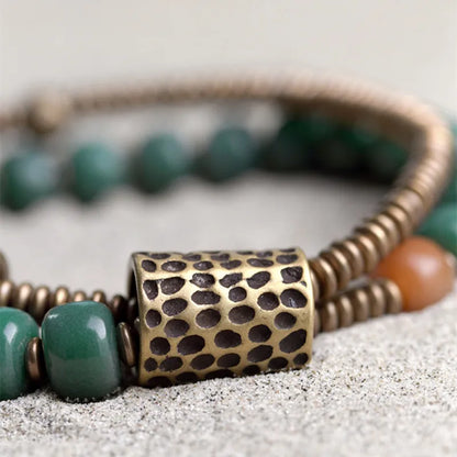 Bracelet Double Rang Graines de Bodhi et Laiton – Porte-Bonheur pour Maman ou Amie