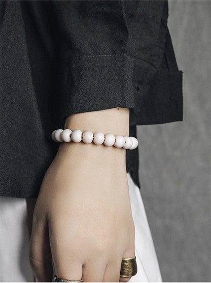 Bracelet Tibétain en Os de Yak Blanc Ivoire – Bijou Zen Fait Main pour Femme