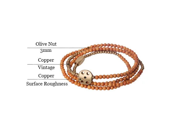 Bracelet Multirang Ultra-Fin Noyaux d'Olive et Vajra – Bijou Zen Tibétain 3 mm