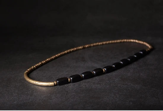 Bracelet Multirang Ébène et Tubes de Laiton – Fait Main, Homme et Femme