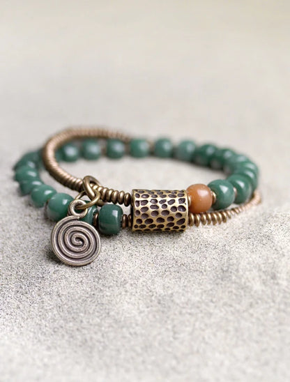 Bracelet Double Rang Graines de Bodhi et Laiton – Porte-Bonheur pour Maman ou Amie