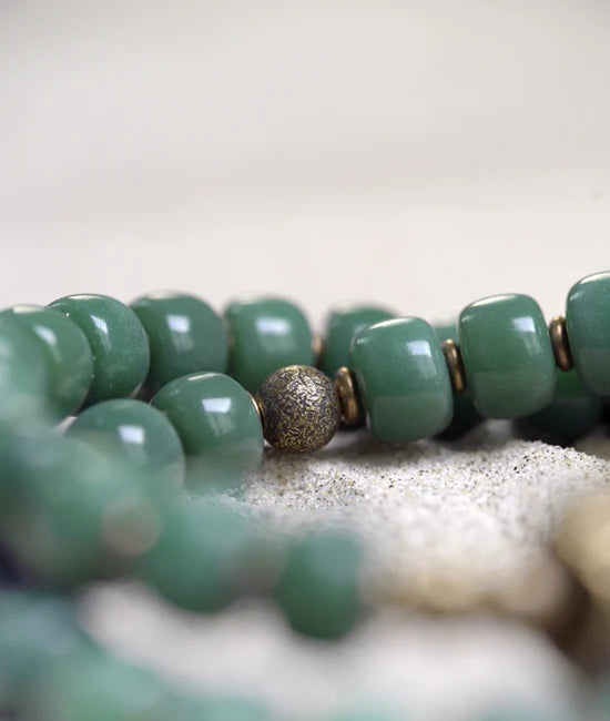 Bracelet Double Rang Graines Naturelles et Laiton – Porte-Bonheur à Offrir