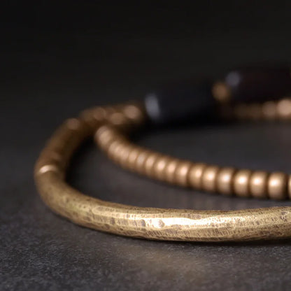 Bracelet Multirang Ébène et Tubes de Laiton – Fait Main, Homme et Femme