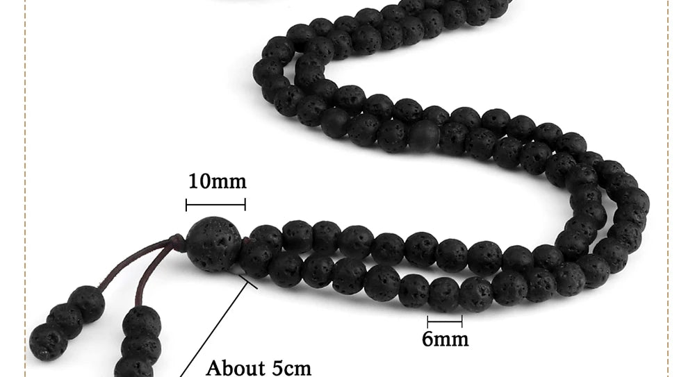 Mala 108 Perles Pierre de Lave Volcanique – Méditation Yoga