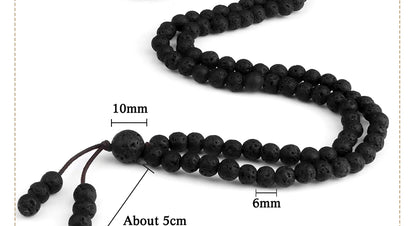 Mala 108 Perles Pierre de Lave Volcanique – Méditation Yoga