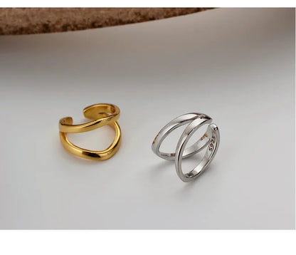 Bague d'Oreille en Argent 925 Géométrique – Double Couche