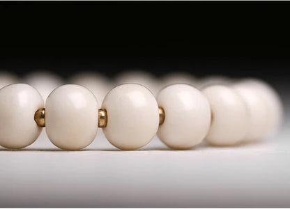 Bracelet Tibétain en Os de Yak Blanc Ivoire – Bijou Zen Fait Main pour Femme