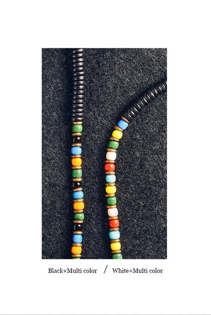 Bracelet Tibétain Perle Dzi, Ébène et Verre Coloré – Vajra en Cuivre Martelé