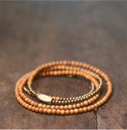 Bracelet Multirang Ultra-Fin Noyaux d'Olive et Vajra – Bijou Zen Tibétain 3 mm