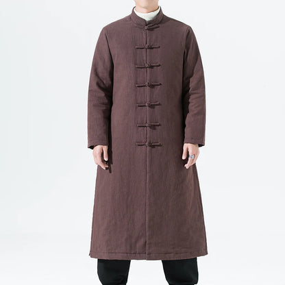 Manteau Long Style Chinois Marron - L’Élégance du Hanfu Moderne